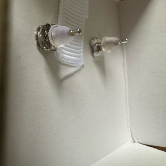 Sterling Silver Halo-Diamond Earrings - Picture 5 of 6